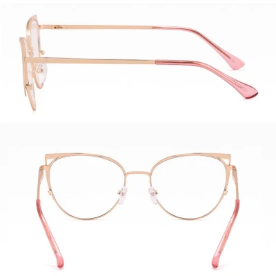 Damskie okulary kocie zerówki do komputera BLUE LIGHT 25158F Złoty/Szary