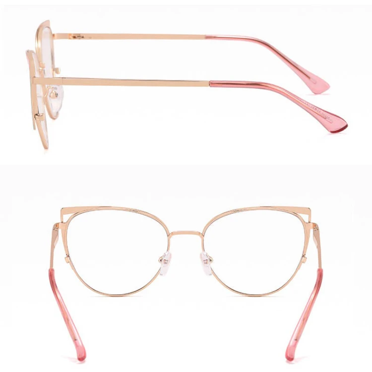 Damskie okulary kocie zerówki do komputera BLUE LIGHT 25158F Złoty/Szary