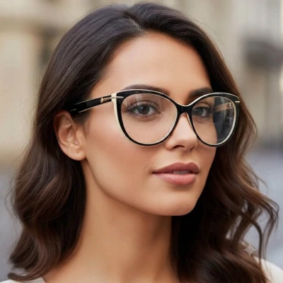 Damskie oprawki okulary korekcyjne marki Polarzone - OPR-560A krem/brąz