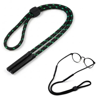 Regulowany gruby Sznurek do okularów 33cm - Czarny/Zielony