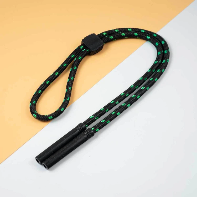Regulowany gruby Sznurek do okularów 33cm - Czarny/Zielony