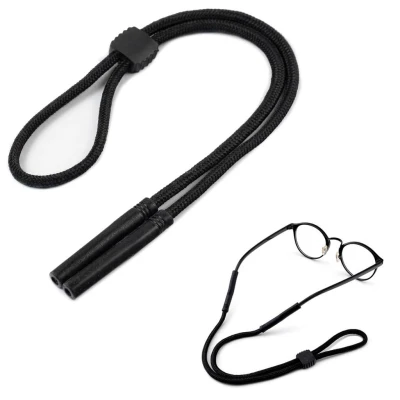 Regulowany gruby Sznurek do okularów 33cm - Czarny