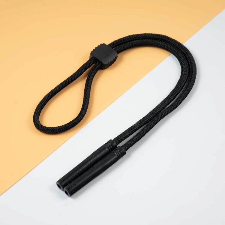 Regulowany gruby Sznurek do okularów 33cm - Czarny