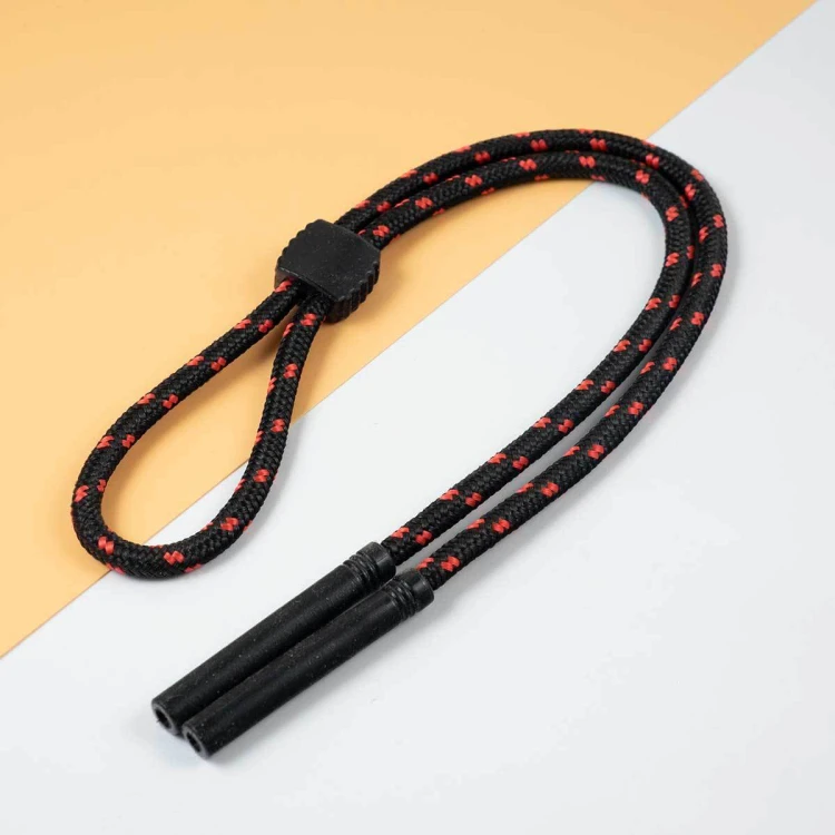 Regulowany gruby Sznurek do okularów 33cm - Czarny/Czerwony