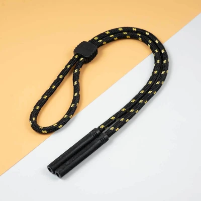 Regulowany gruby Sznurek do okularów 33cm - Czarny/Żółty