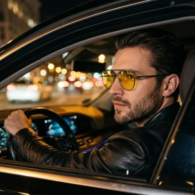 Rozjaśniające żółte okulary pilotki z polaryzacją do jazdy nocą MP184G