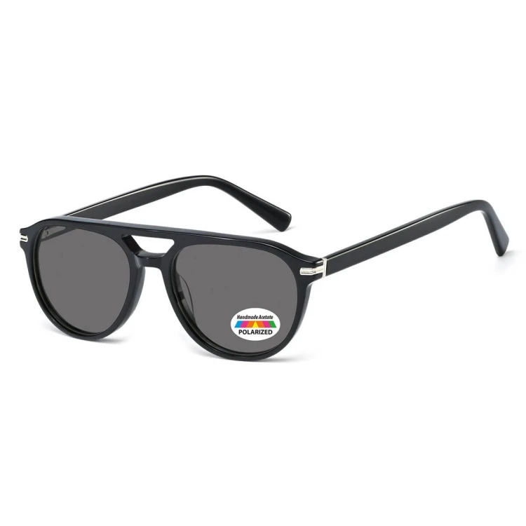 Okulary przeciwsłoneczne z polaryzacją acetatowe Aviator AC365-SS czarne