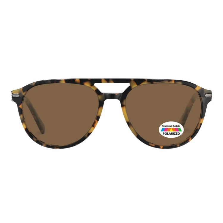 Okulary przeciwsłoneczne z polaryzacją acetatowe Aviator AC365A-SB panterka/brąz