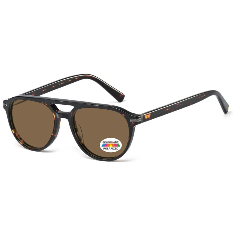 Okulary przeciwsłoneczne z polaryzacją acetatowe Aviator AC365B-SB panterka/brąz