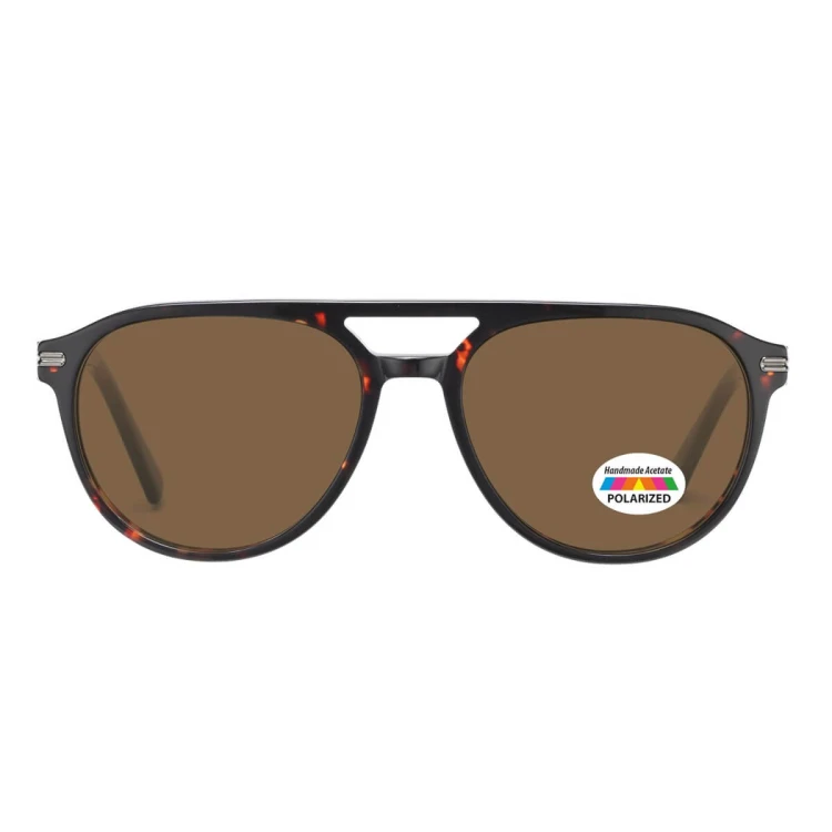 Okulary przeciwsłoneczne z polaryzacją acetatowe Aviator AC365B-SB panterka/brąz