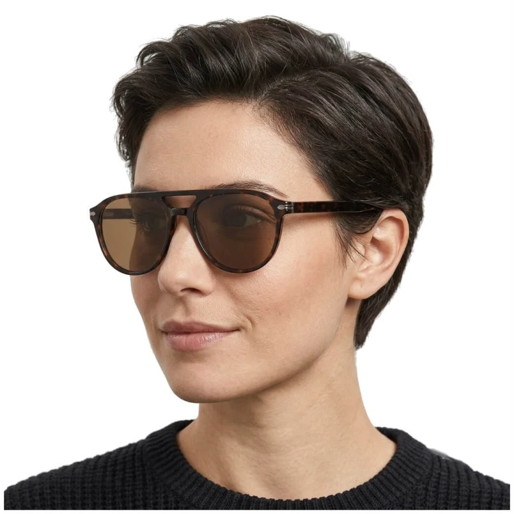 Okulary przeciwsłoneczne z polaryzacją acetatowe Aviator AC365B-SB panterka/brąz