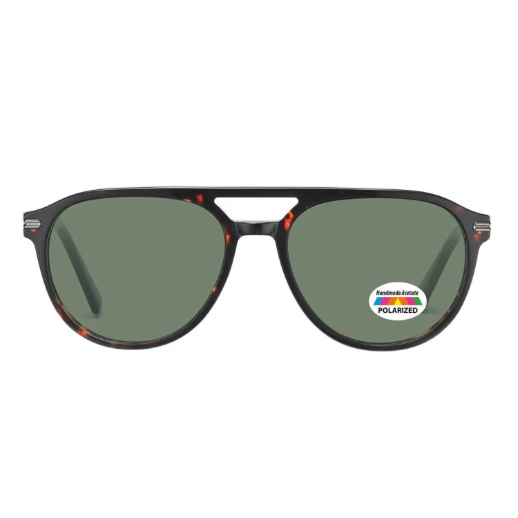 Okulary przeciwsłoneczne z polaryzacją acetatowe Aviator AC365B-SG panterka/zielony