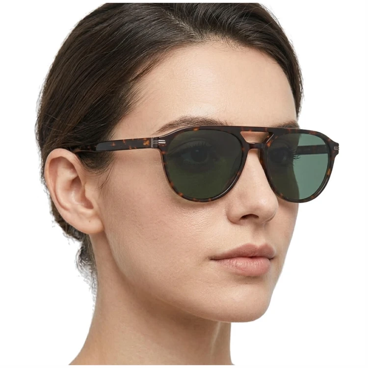 Okulary przeciwsłoneczne z polaryzacją acetatowe Aviator AC365B-SG panterka/zielony