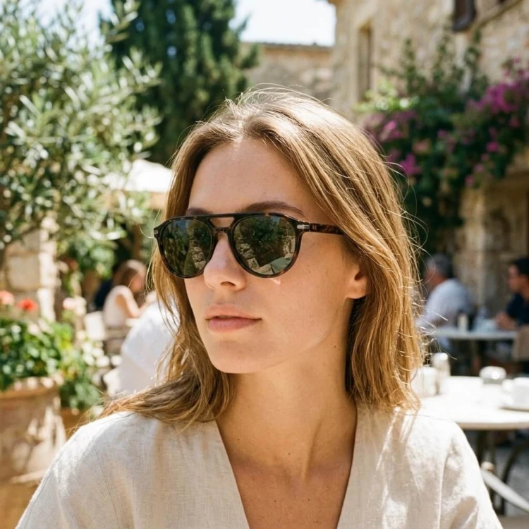 Okulary przeciwsłoneczne z polaryzacją acetatowe Aviator AC365B-SG panterka/zielony