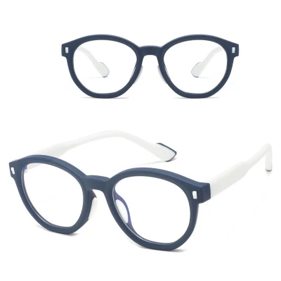 Dziecięce 4-8 lat elastyczne okulary zerówki do komputera Blue Light 25193 granat/biały