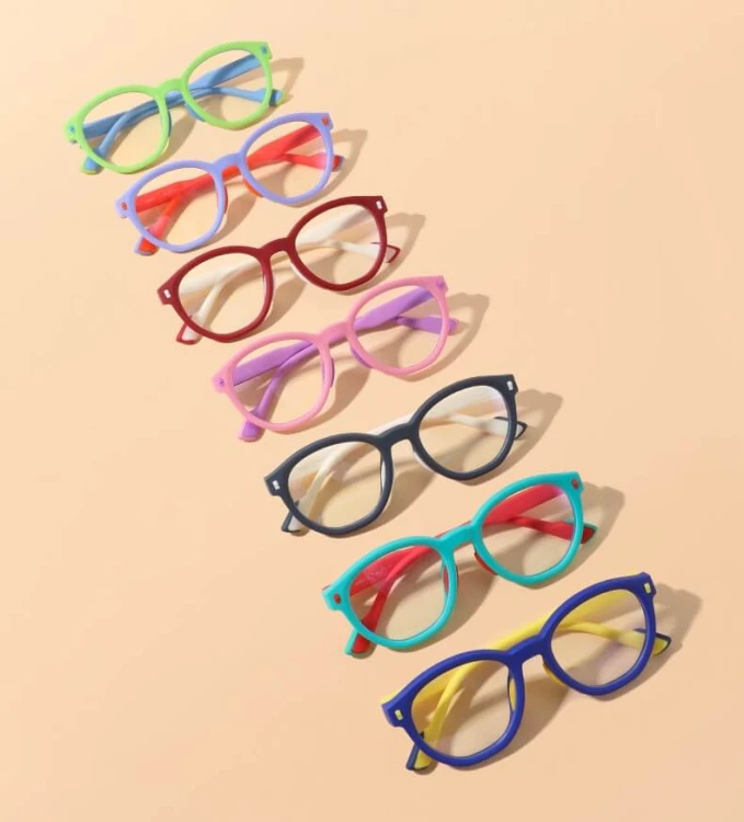 Dziecięce 4-8 lat elastyczne okulary zerówki do komputera Blue Light 25193 granat/biały
