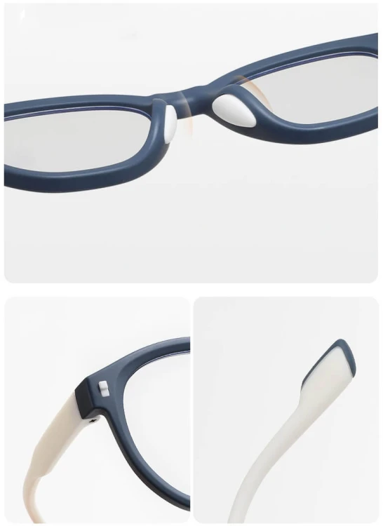 Dziecięce 4-8 lat elastyczne okulary zerówki do komputera Blue Light 25193 granat/biały