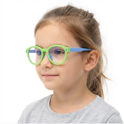 Dziecięce 4-8 lat elastyczne okulary zerówki do komputera Blue Light 25193 granat/biały