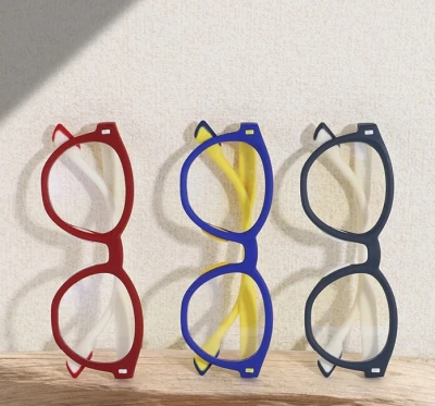 Dziecięce 4-8 lat elastyczne okulary zerówki do komputera Blue Light 25193A niebieski/żółty