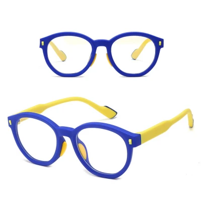 Dziecięce 4-8 lat elastyczne okulary zerówki do komputera Blue Light 25193A niebieski/żółty