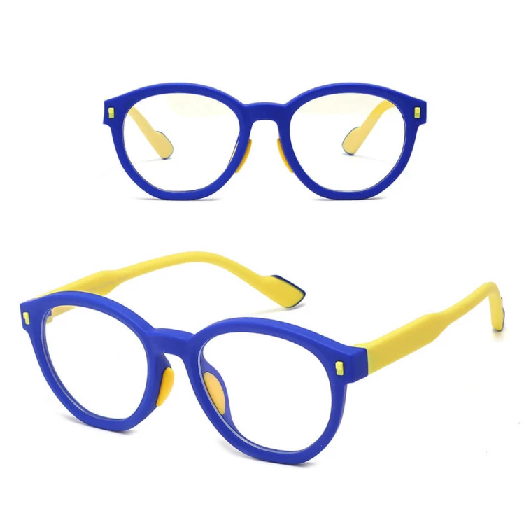 Dziecięce 4-8 lat elastyczne okulary zerówki do komputera Blue Light 25193A niebieski/żółty