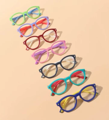 Dziecięce 4-8 lat elastyczne okulary zerówki do komputera Blue Light 25193B bordo/biały