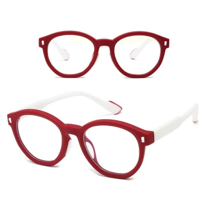 Dziecięce 4-8 lat elastyczne okulary zerówki do komputera Blue Light 25193B bordo/biały
