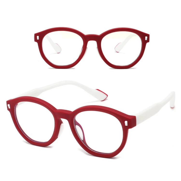 Dziecięce 4-8 lat elastyczne okulary zerówki do komputera Blue Light 25193B bordo/biały