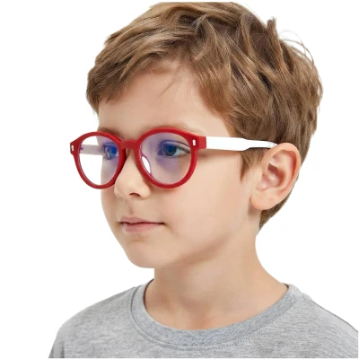 Dziecięce 4-8 lat elastyczne okulary zerówki do komputera Blue Light 25193B bordo/biały