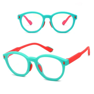 Dziecięce 4-8 lat elastyczne okulary zerówki do komputera Blue Light 25193F turkus/czerwony