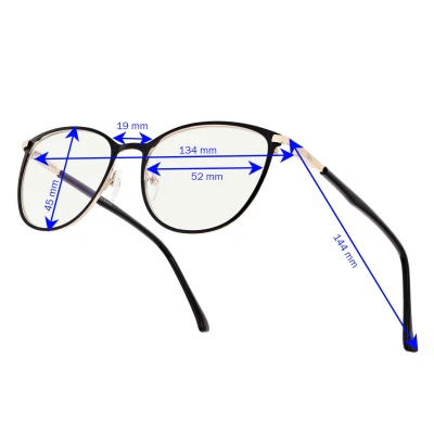 Damskie okulary +1.25 do czytania i komputera z filtrem Blue Light STL277 czarny/złoty