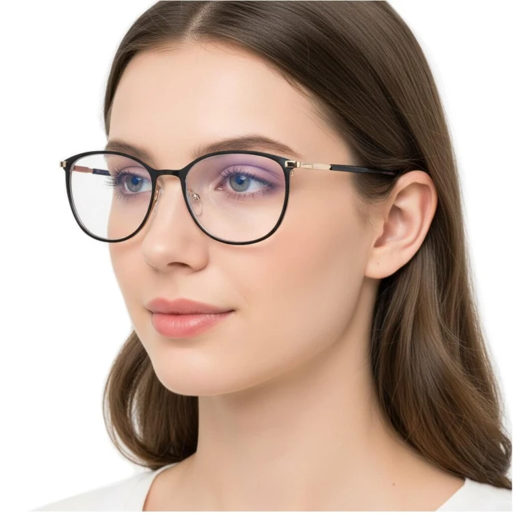 Damskie okulary +2.75 do czytania i komputera z filtrem Blue Light STL277 czarny/złoty