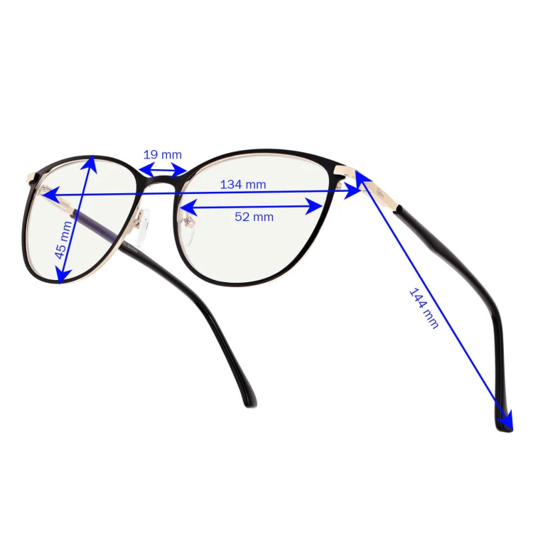 Damskie okulary +2.75 do czytania i komputera z filtrem Blue Light STL277 czarny/złoty