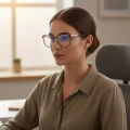 Damskie okulary do czytania i komputera z filtrem Blue Light STL277 czarny-złoty modelka.jpg