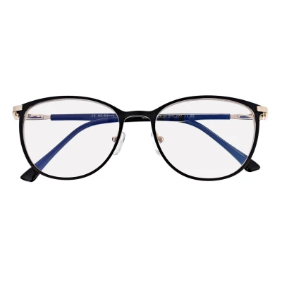 Damskie okulary +3.25 do czytania i komputera z filtrem Blue Light STL277 czarny/złoty