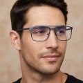 Mężczyzna niebieskie okulary do czytania i komputera Blue Light oprawki korekcyjne z akcesoriami STL280.jpg