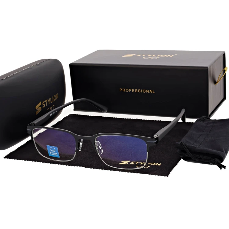 Męskie okulary zerówki Blue Light+Antyrefleks STL281A ze skazą!