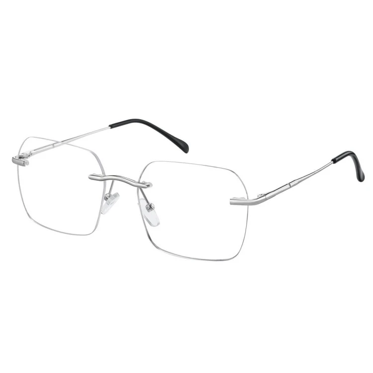 Bezramkowe oprawki korekcyjne okulary zerówki patentki 856B srebrny