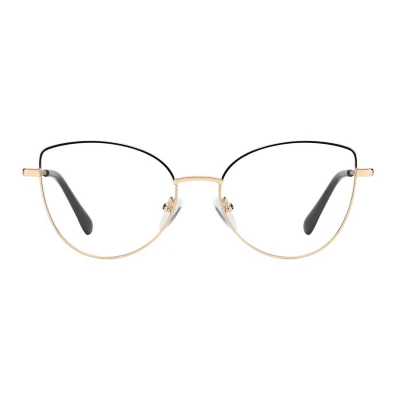 Damskie okulary zerówki oprawki korekcyjne kocie oczy Flex 862A złoty/czarny