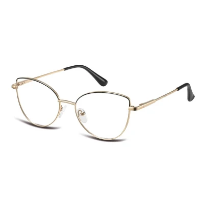 Damskie okulary zerówki oprawki korekcyjne kocie oczy Flex 862A złoty/czarny