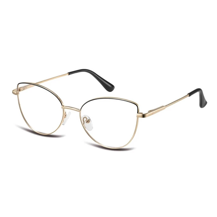 Damskie okulary zerówki oprawki korekcyjne kocie oczy Flex 862A złoty/czarny