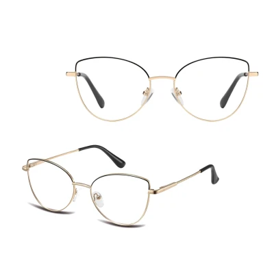 Damskie okulary zerówki oprawki korekcyjne kocie oczy Flex 862A złoty/czarny