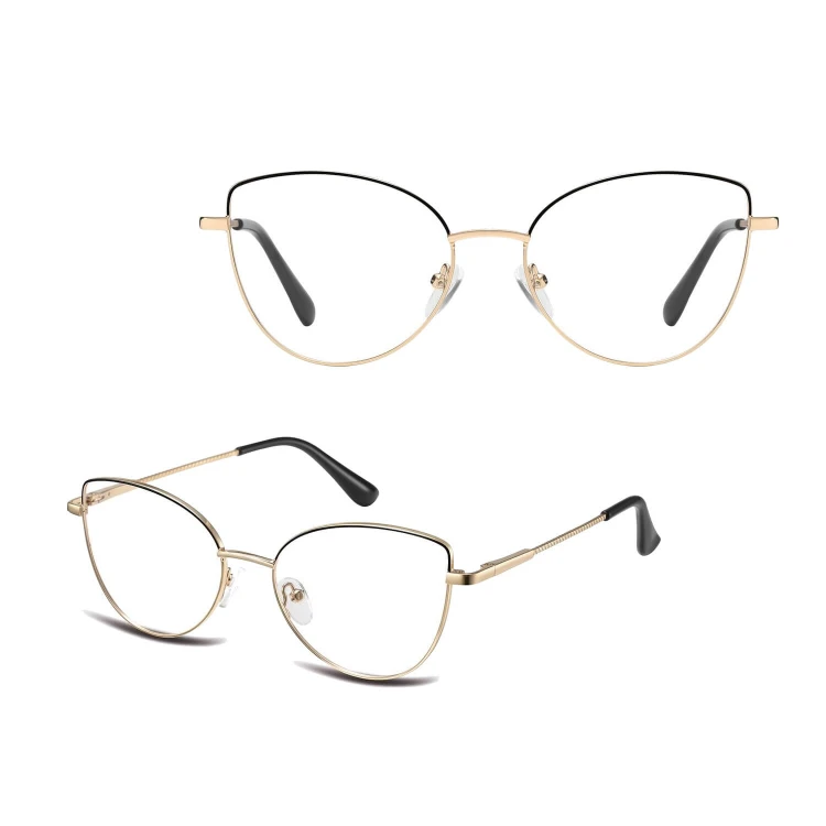 Damskie okulary zerówki oprawki korekcyjne kocie oczy Flex 862A złoty/czarny
