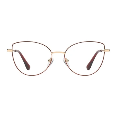 Damskie okulary zerówki oprawki korekcyjne kocie oczy Flex 862B złoty/bordo