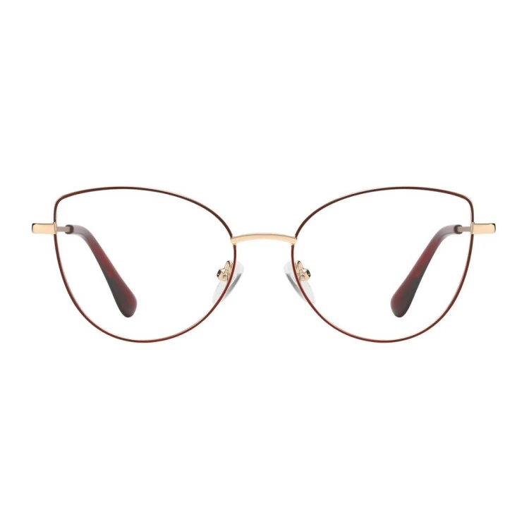 Damskie okulary zerówki oprawki korekcyjne kocie oczy Flex 862B złoty/bordo