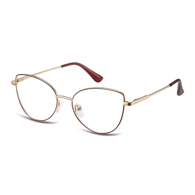 Damskie okulary zerówki oprawki korekcyjne kocie oczy Flex 862B złoty/bordo