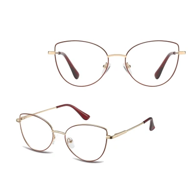 Damskie okulary zerówki oprawki korekcyjne kocie oczy Flex 862B złoty/bordo