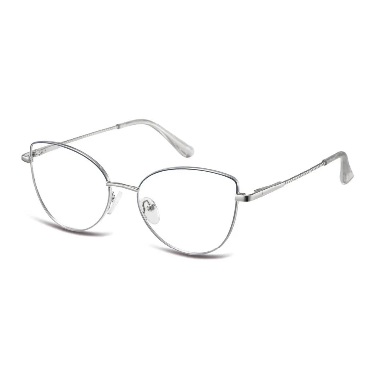 Damskie okulary zerówki oprawki korekcyjne kocie oczy Flex 862C srebrny/granatowy