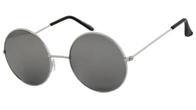 Okulary Lenonki przeciwsłoneczne lustrzanki srebrne hippie retro 3122D