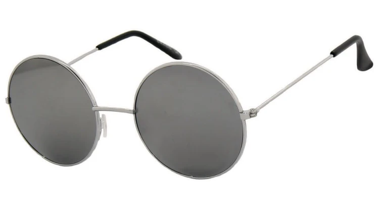Okulary Lenonki przeciwsłoneczne lustrzanki srebrne hippie retro 3122D